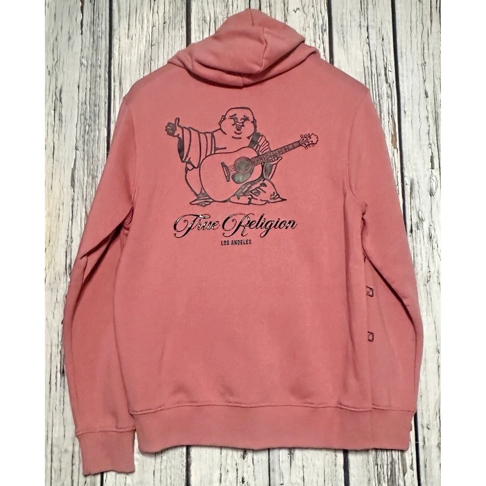 True Religion Mens Brandied Apricot Buddha Graphic Zip Hoodie 701045 L NEW